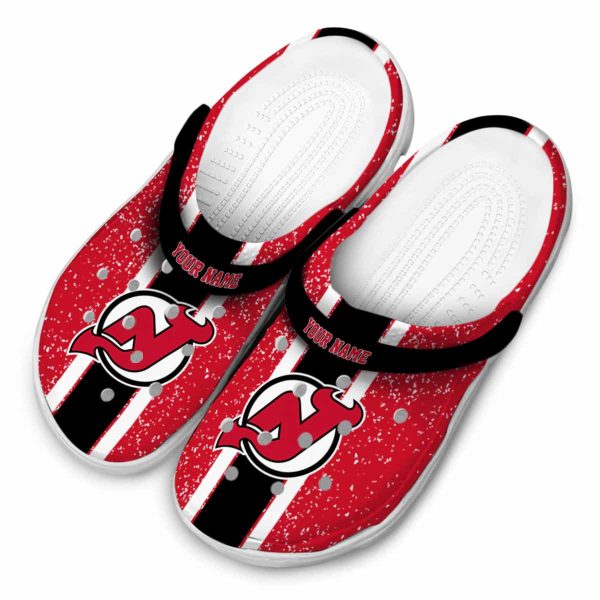 personalized new jersey devils vertical stripes clog latest model