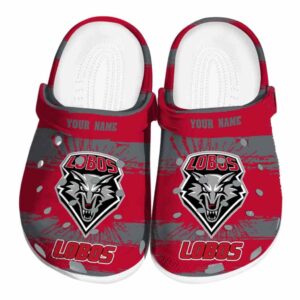 personalized new mexico lobos paint splatter graphics clog best selling