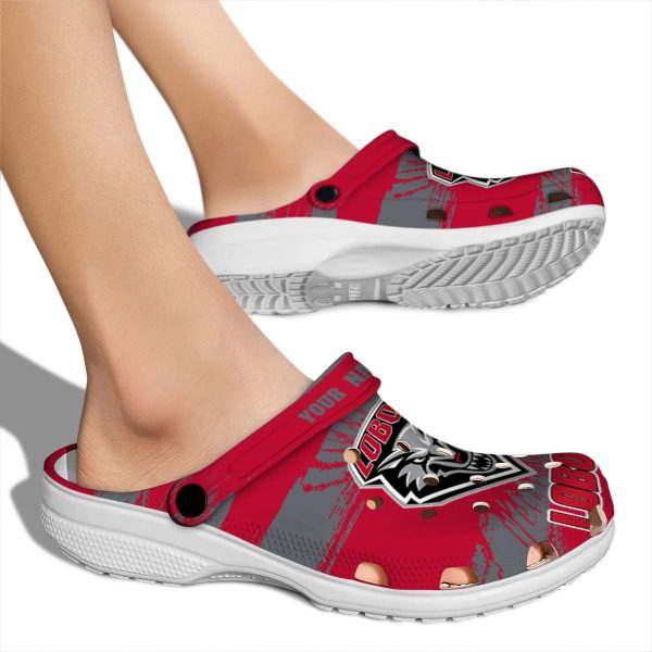 personalized new mexico lobos paint splatter graphics clog fashion forward