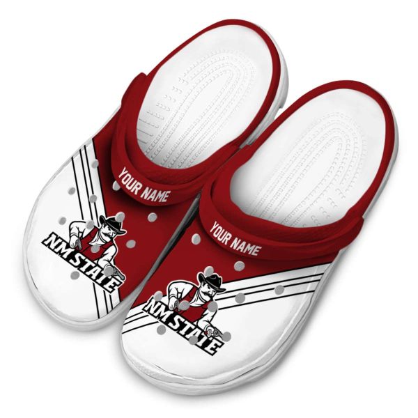 personalized new mexico state aggies striped accents clog latest model