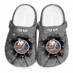 personalized new york islanders cracked ground texture clog best selling