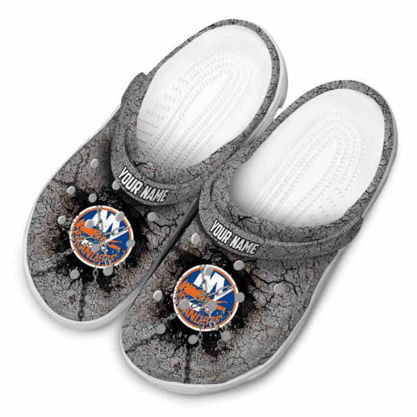 personalized new york islanders cracked ground texture clog latest model