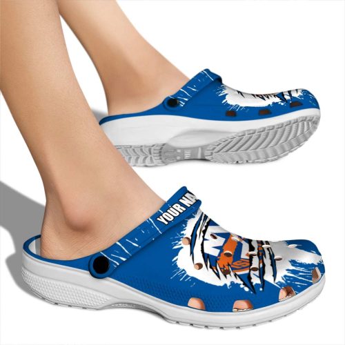 personalized new york islanders splash motif background clog fashion forward