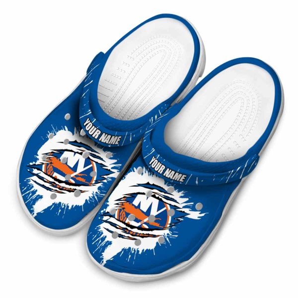 personalized new york islanders splash motif background clog latest model