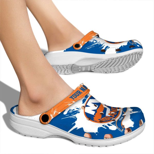 personalized new york islanders splatter pattern clog fashion forward