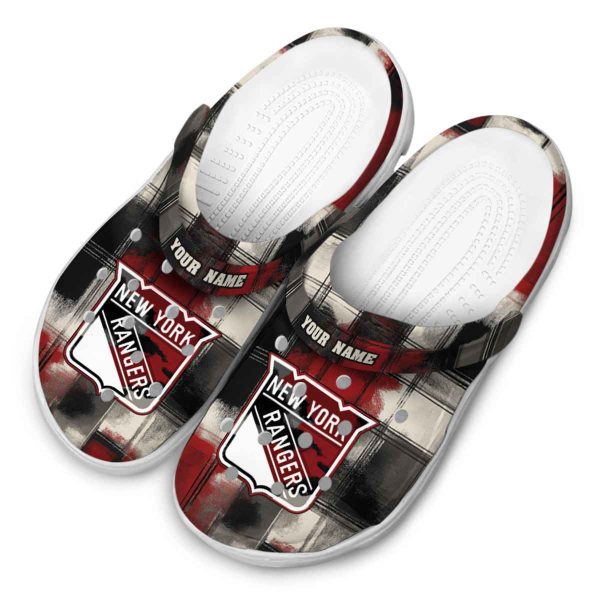 personalized new york rangers plaid fusion clog latest model