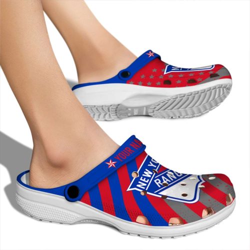 personalized new york rangers star spangled graphic clog fashion forward