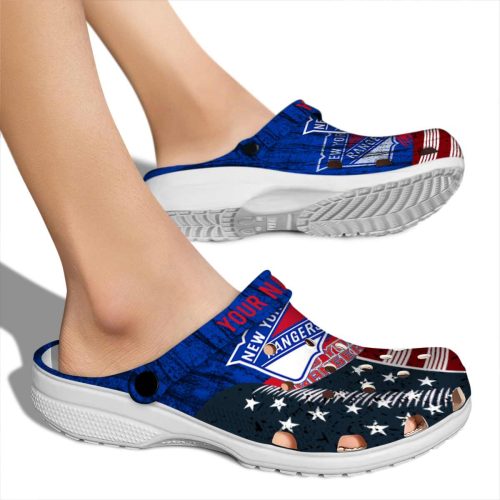 personalized new york rangers star spangled side pattern clog fashion forward