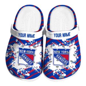 personalized new york rangers zigzag paint burst clog best selling