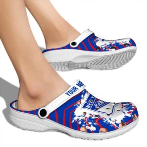 personalized new york rangers zigzag paint burst clog fashion forward