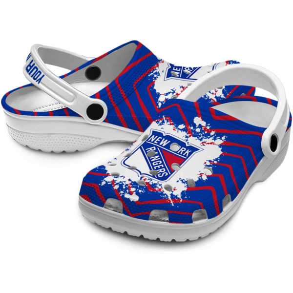 personalized new york rangers zigzag paint burst clog high quality