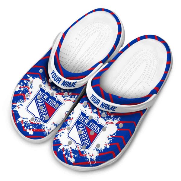 personalized new york rangers zigzag paint burst clog latest model