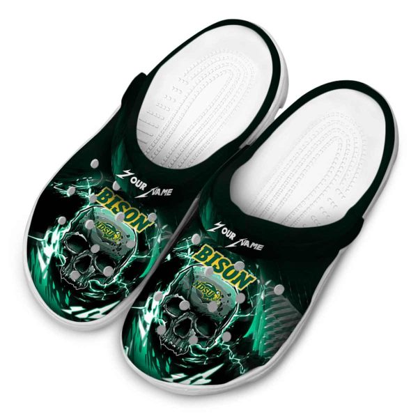 personalized north dakota state bison gothic skull clog latest model