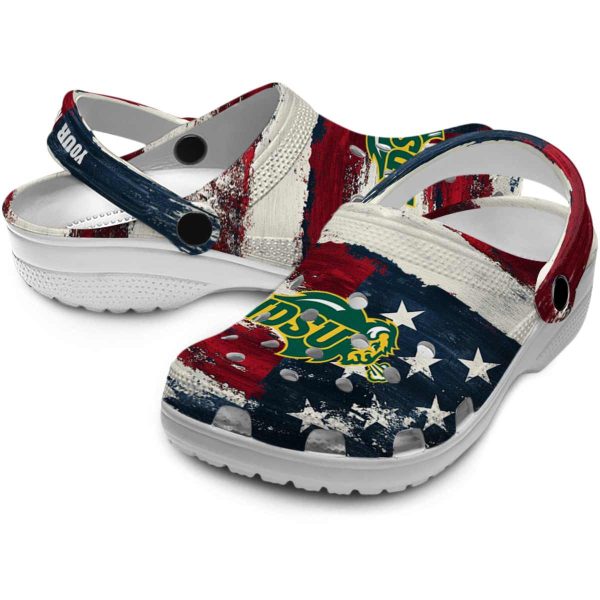 personalized north dakota state bison patriotic stripes clog high quality