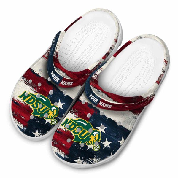 personalized north dakota state bison patriotic stripes clog latest model