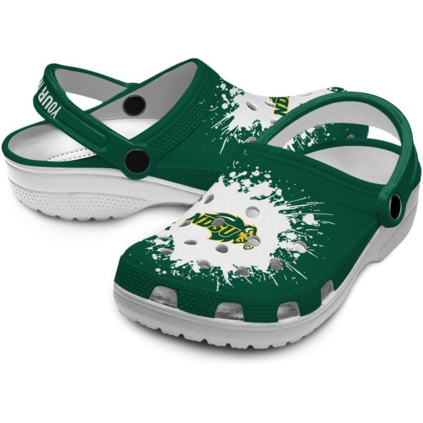 personalized north dakota state bison splatter background clog high quality