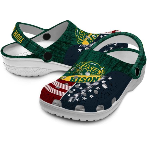 personalized north dakota state bison star spangled side pattern clog high quality