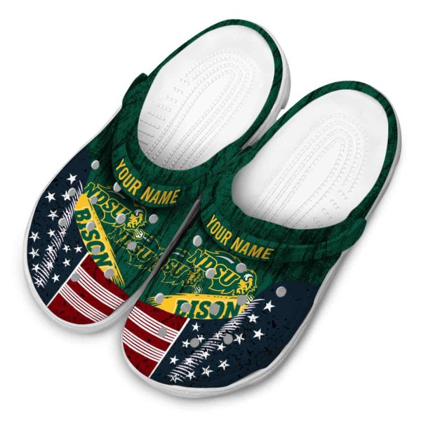 personalized north dakota state bison star spangled side pattern clog latest model