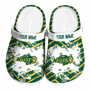 personalized north dakota state bison zigzag paint burst clog best selling