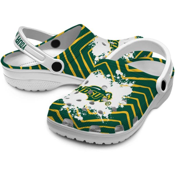 personalized north dakota state bison zigzag paint burst clog high quality