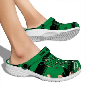 personalized north texas mean green paint splatter graphics clog fashion forward