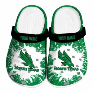 personalized north texas mean green splash art clog best selling
