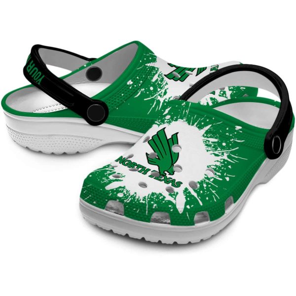 personalized north texas mean green splash art clog high quality