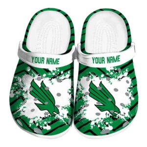 personalized north texas mean green zigzag paint burst clog best selling