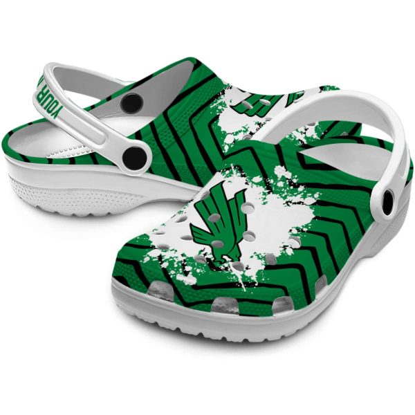 personalized north texas mean green zigzag paint burst clog high quality