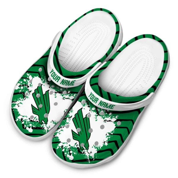 personalized north texas mean green zigzag paint burst clog latest model