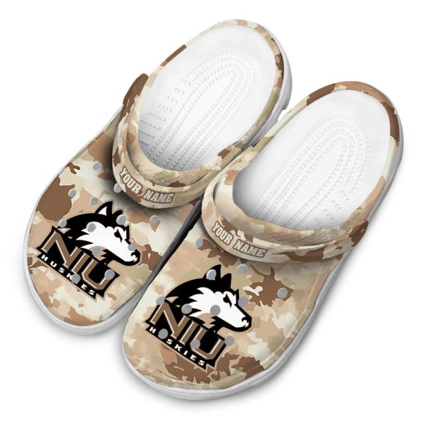 personalized northern illinois huskies desert camo clog latest model