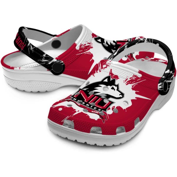 personalized northern illinois huskies splatter pattern clog high quality