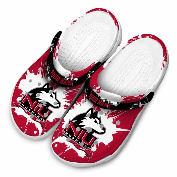 personalized northern illinois huskies splatter pattern clog latest model