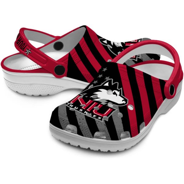 personalized northern illinois huskies star spangled graphic clog high quality