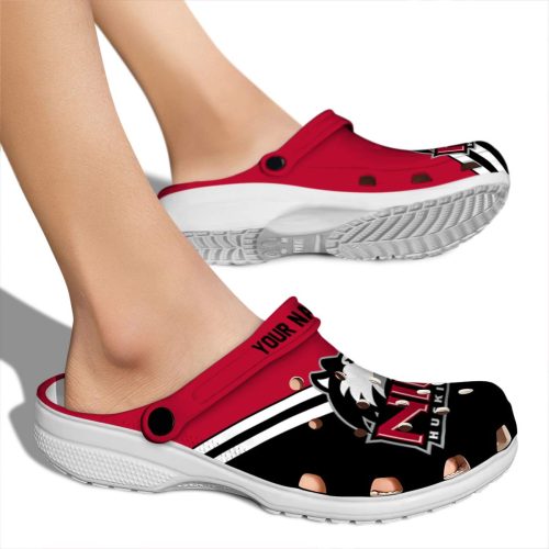 personalized northern illinois huskies striped accents clog fashion forward