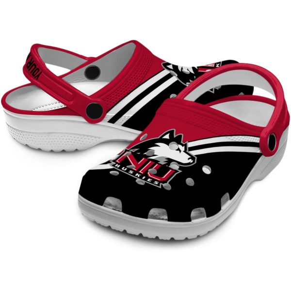 personalized northern illinois huskies striped accents clog high quality
