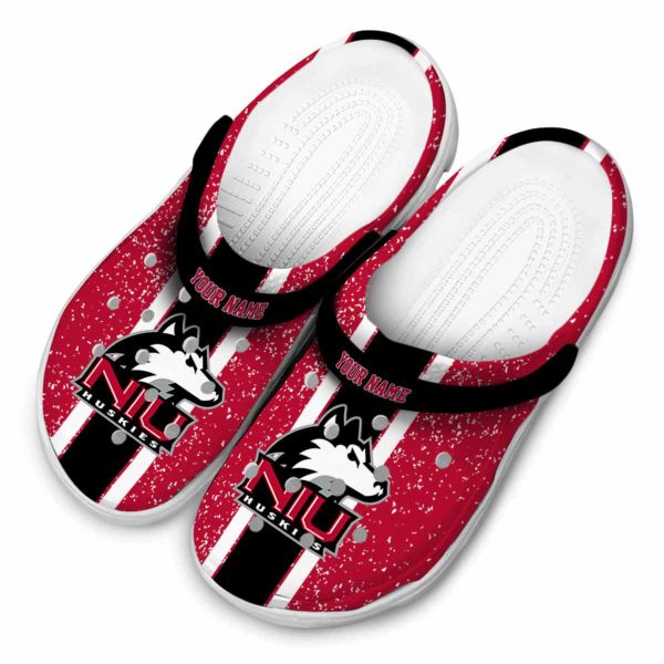 personalized northern illinois huskies vertical stripes clog latest model