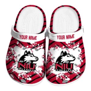 personalized northern illinois huskies zigzag paint burst clog best selling