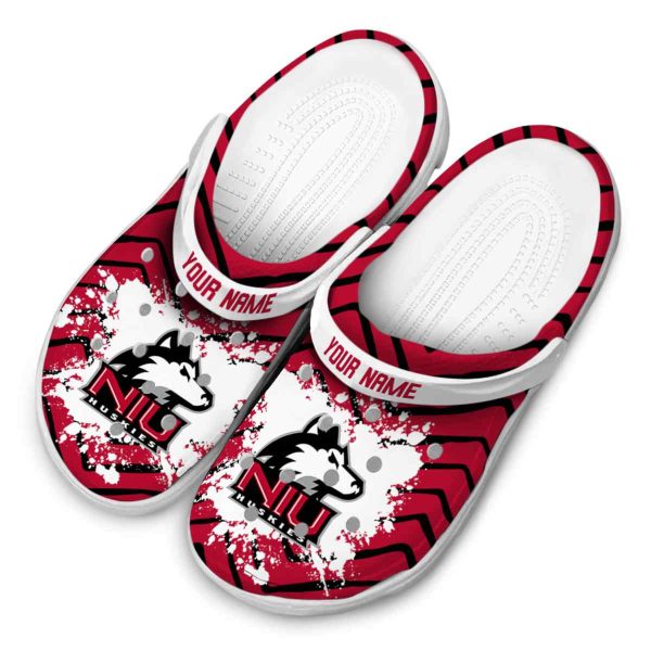 personalized northern illinois huskies zigzag paint burst clog latest model