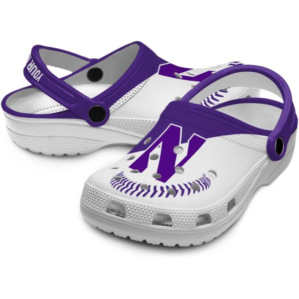 personalized northwestern wildcats baseball motif clog high quality