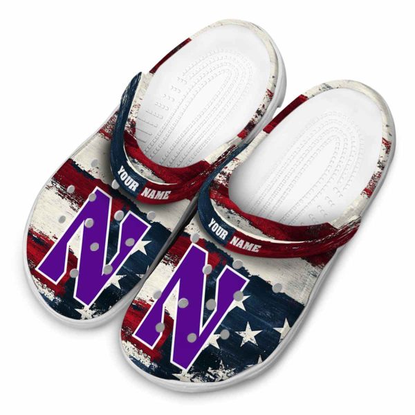 personalized northwestern wildcats patriotic stripes clog latest model