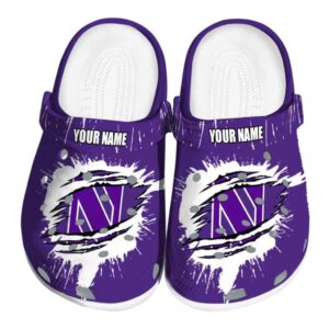 personalized northwestern wildcats splash motif background clog best selling