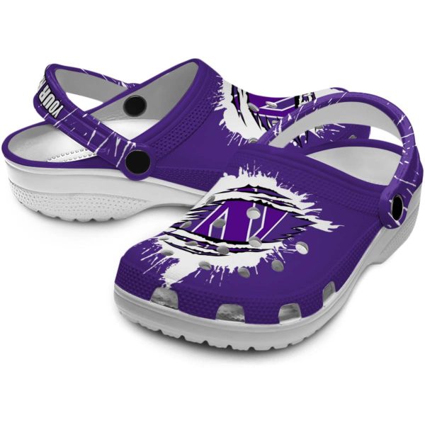 personalized northwestern wildcats splash motif background clog high quality