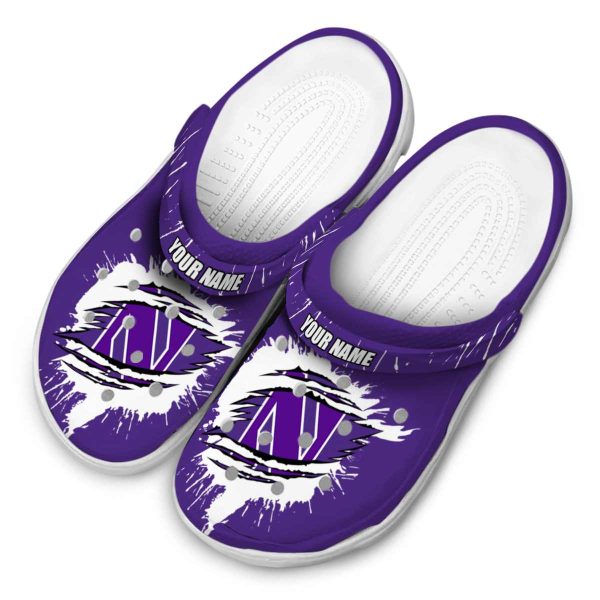 personalized northwestern wildcats splash motif background clog latest model
