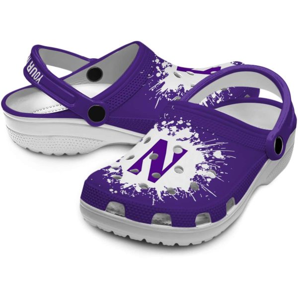 personalized northwestern wildcats splatter background clog high quality