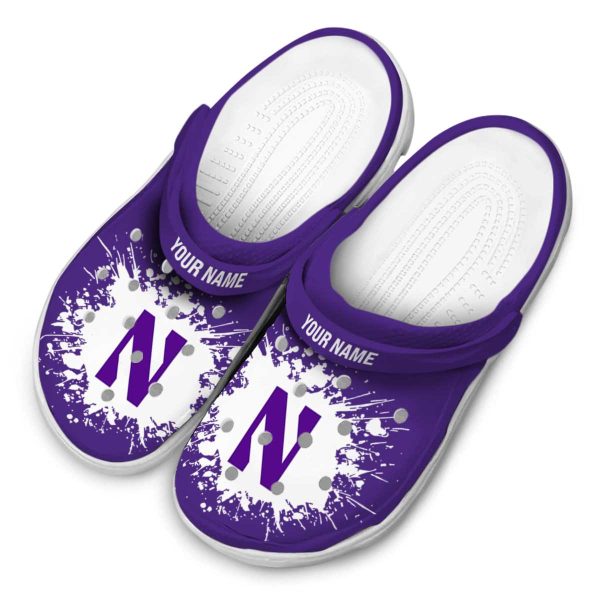 personalized northwestern wildcats splatter background clog latest model