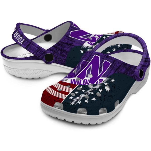 personalized northwestern wildcats star spangled side pattern clog high quality