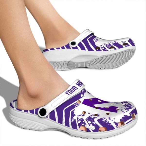 personalized northwestern wildcats zigzag paint burst clog fashion forward