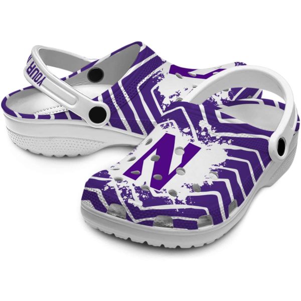 personalized northwestern wildcats zigzag paint burst clog high quality