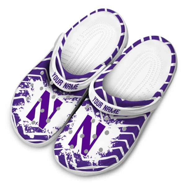 personalized northwestern wildcats zigzag paint burst clog latest model